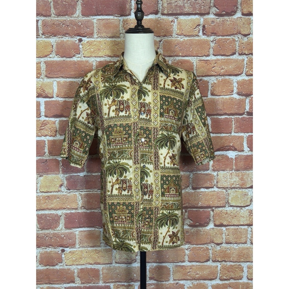 Tori Richard Men XL Cotton Lawn Tropical Floral Palm Hawaiian Button Front Shirt